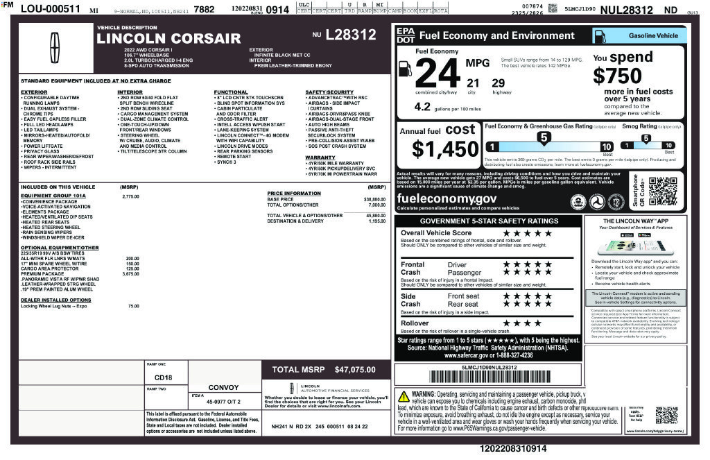 Used 2022 Lincoln Corsair AWD w/ Premium Package image 2