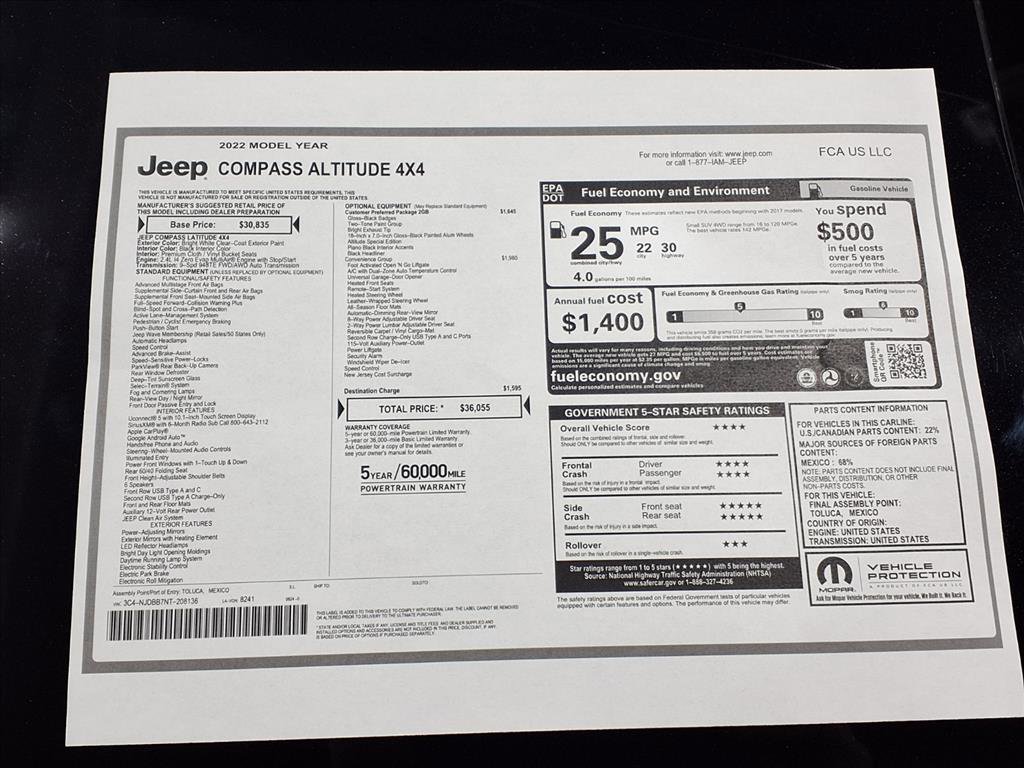 Certified 2022 Jeep Compass Altitude w/ Convenience Group image 22