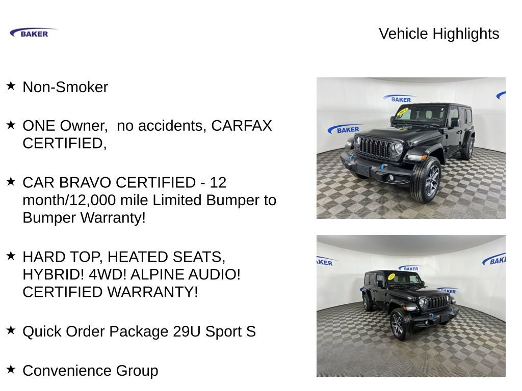 Used 2024 Jeep Wrangler Sport S 4xe w/ Convenience Group image 4