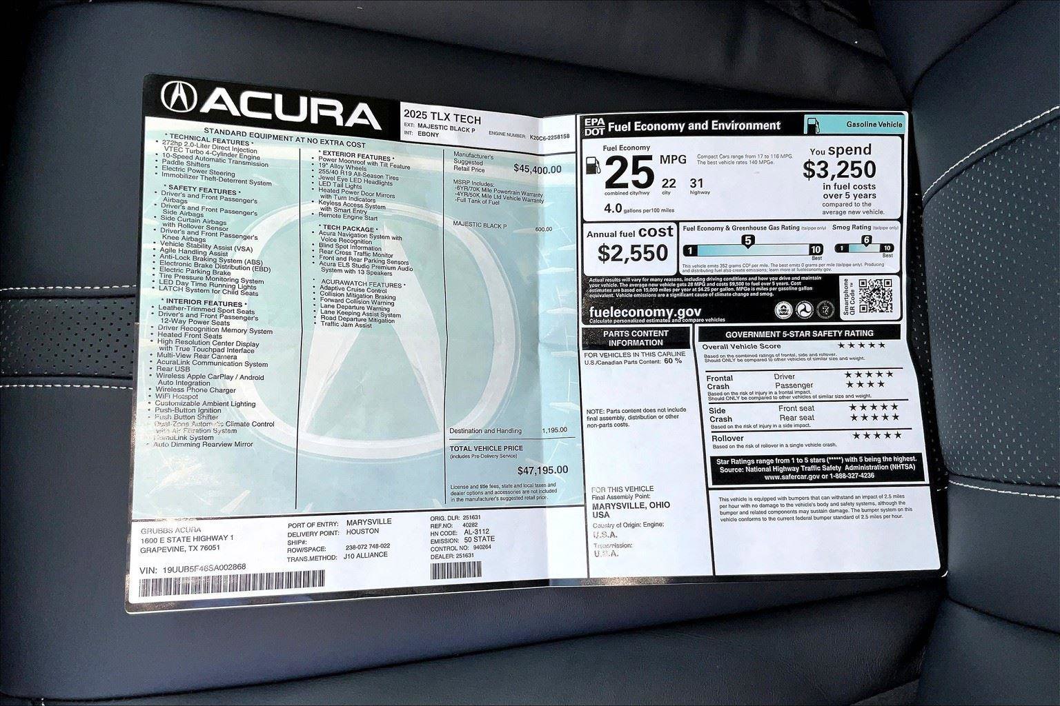 New 2025 Acura TLX w/ Technology Package image 24