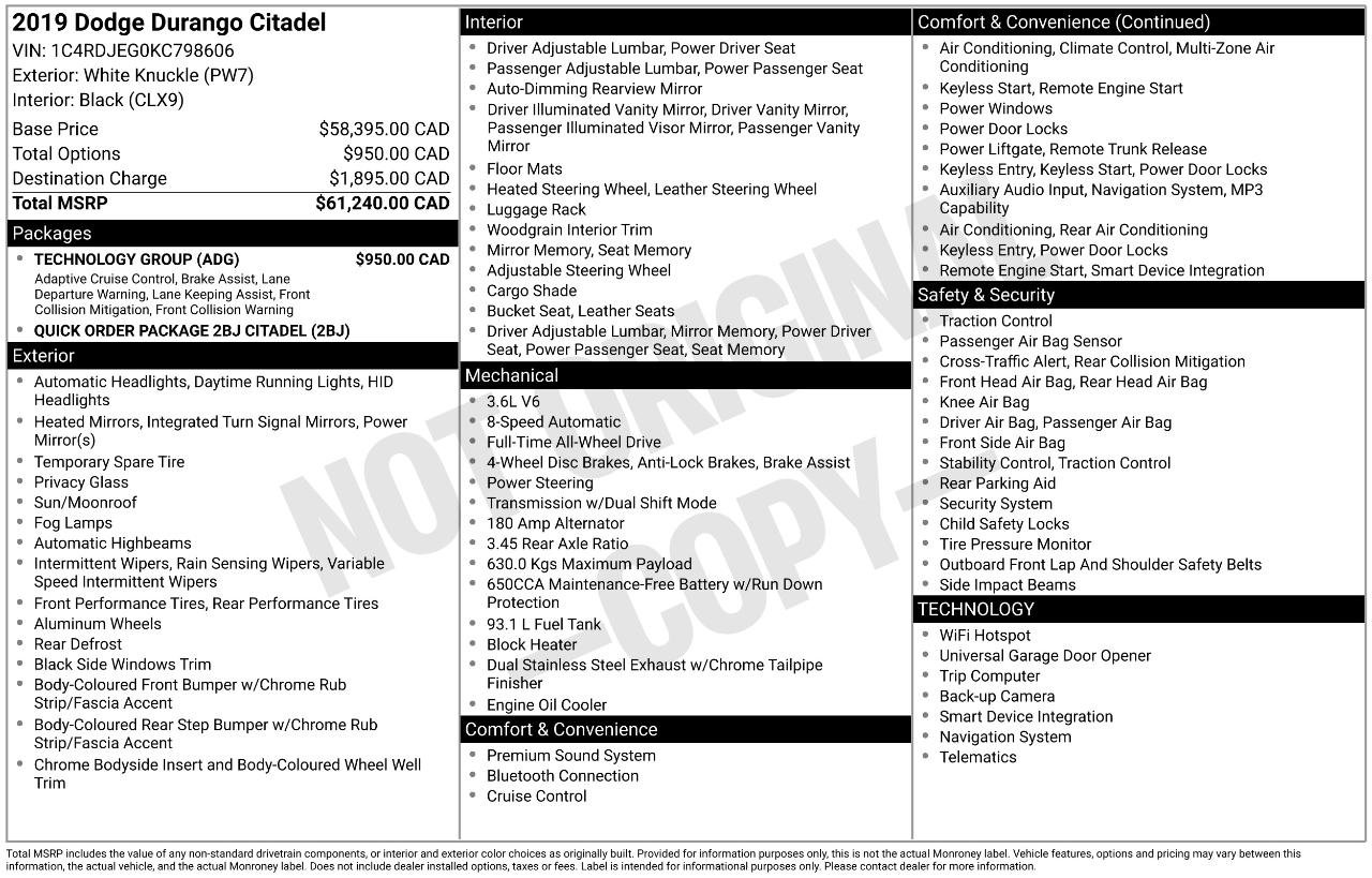 Used 2019 Dodge Durango Citadel w/ Technology Group AWD/4WD image 4