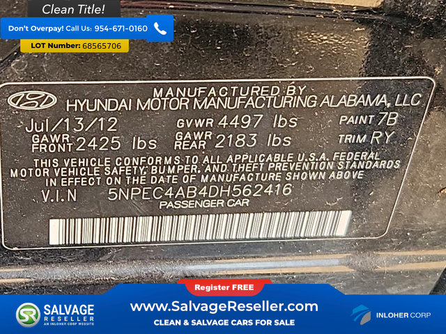 Used 2013 Hyundai Sonata SE w/ Navigation & Sunroof Pkg FWD image 16