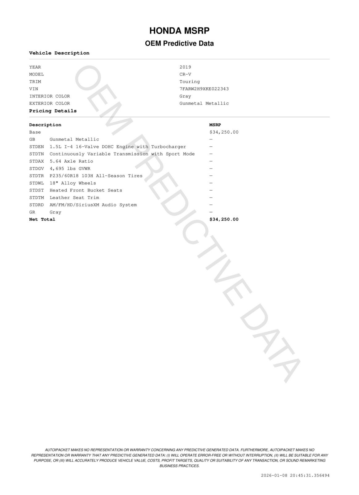 Used 2019 Honda CR-V Touring image 11