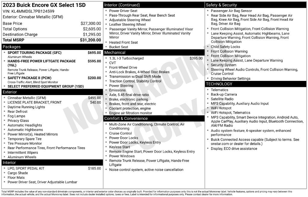 Used 2023 Buick Encore GX Select w/ Sport Touring Package FWD image 15