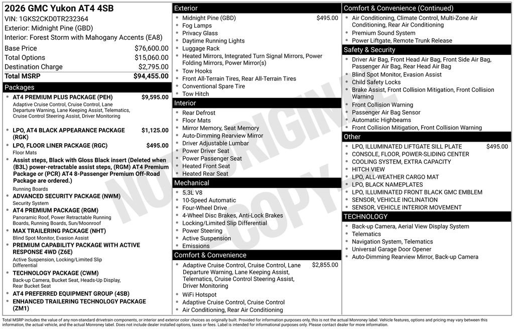 New 2026 GMC Yukon AT4 w/ AT4 Premium Plus Package image 2