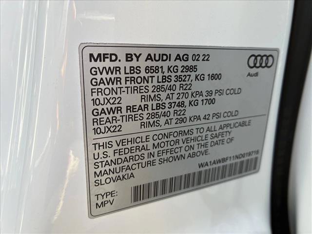 Used 2022 Audi SQ8 Premium Plus w/ Black Optic Package AWD/4WD image 15