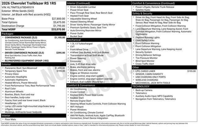 New 2026 Chevrolet TrailBlazer RS w/ Convenience Package image 7