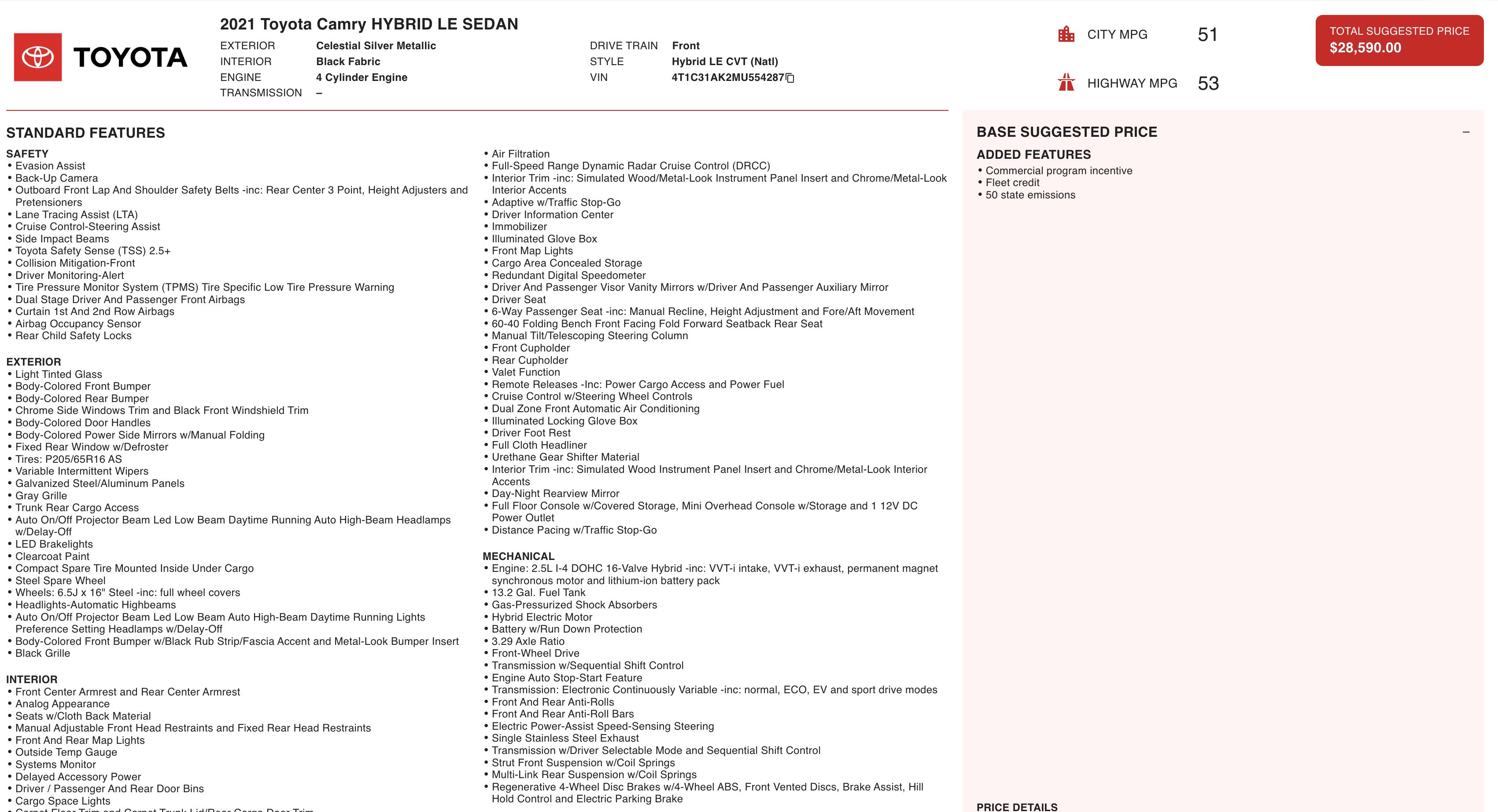 Used 2021 Toyota Camry LE image 3