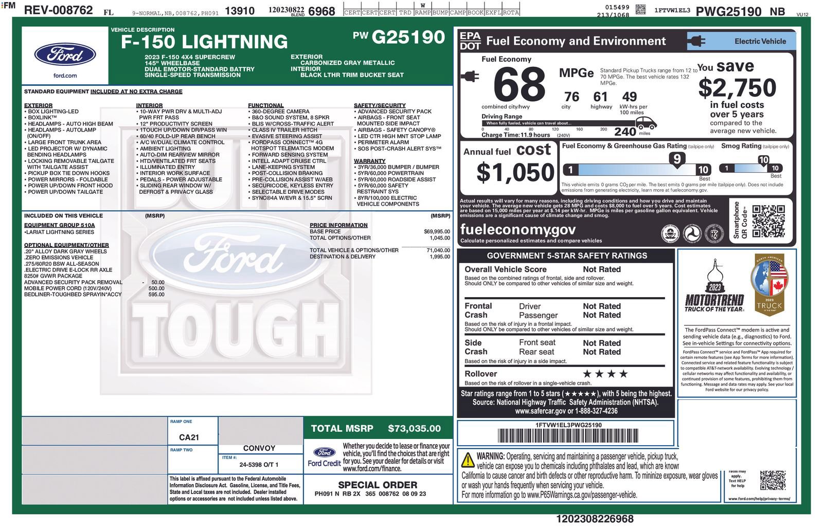 Used 2023 Ford F150 Lightning Lariat AWD/4WD image 10