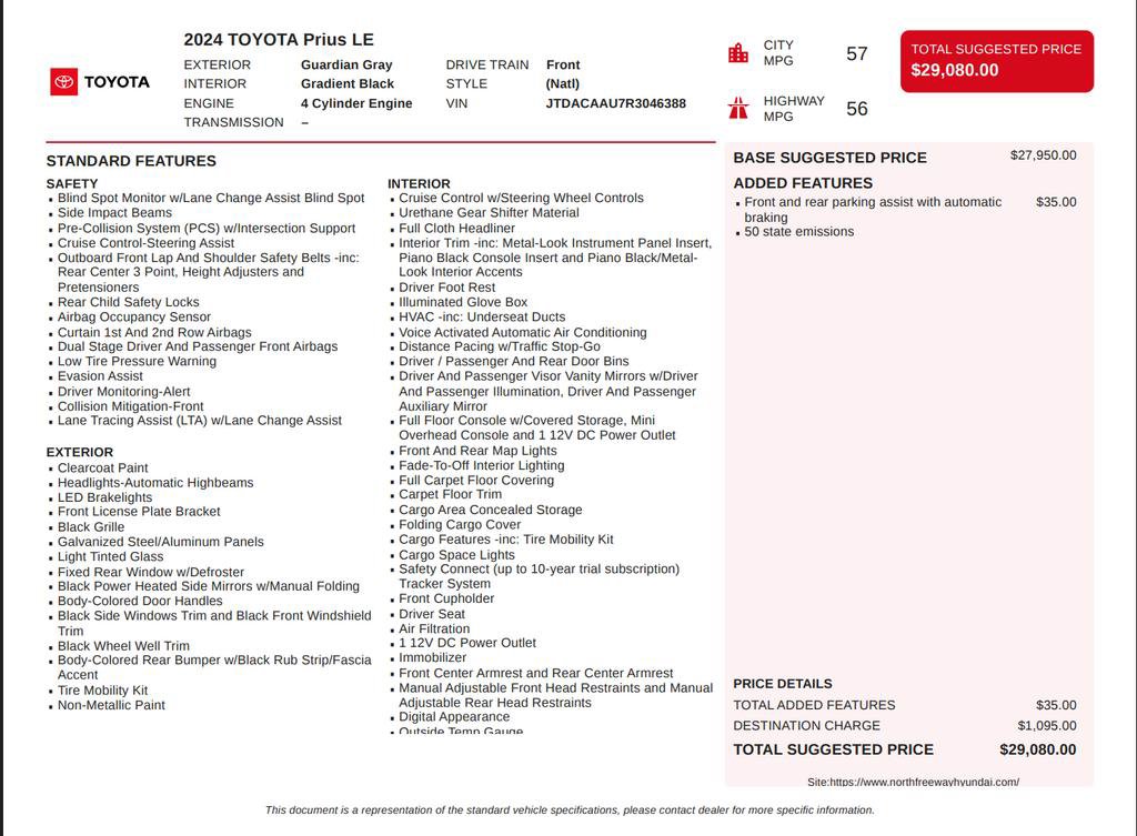 Used 2024 Toyota Prius LE FWD image 3