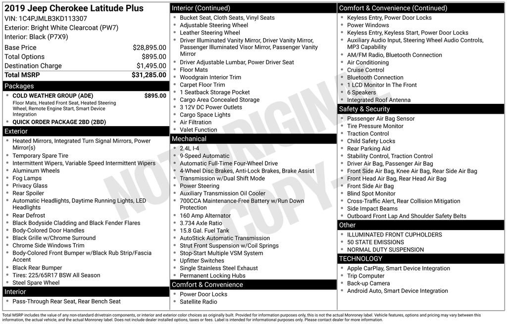 Used 2019 Jeep Cherokee Latitude Plus w/ Cold Weather Group image 35