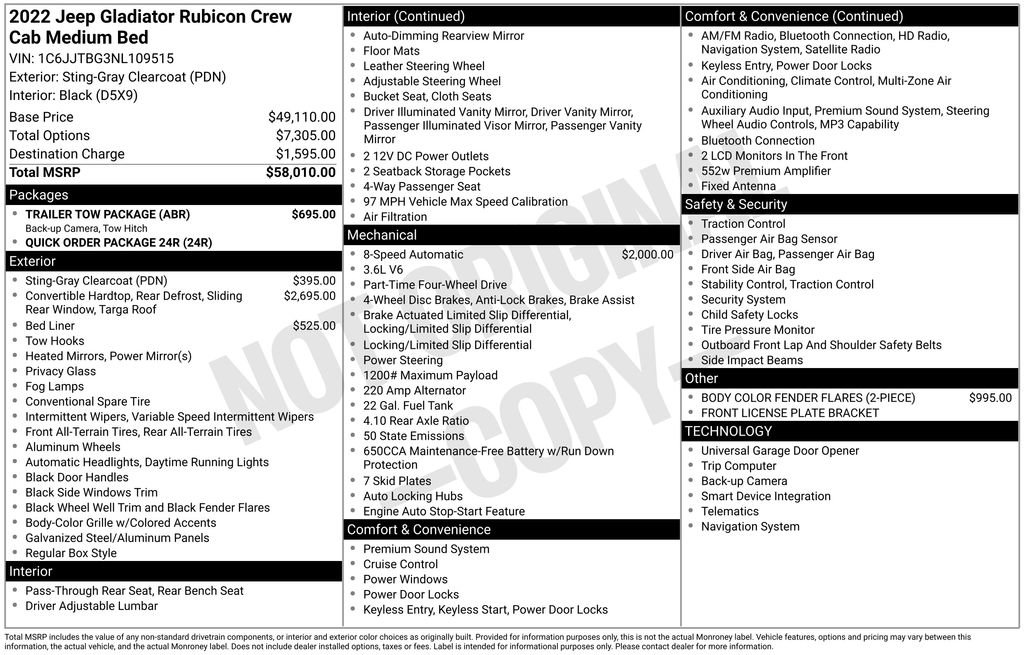 Certified 2022 Jeep Gladiator Rubicon w/ Trailer Tow Package image 42