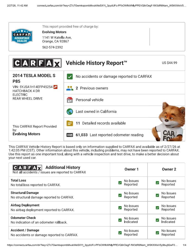 Used 2014 Tesla Model S P85 image 2