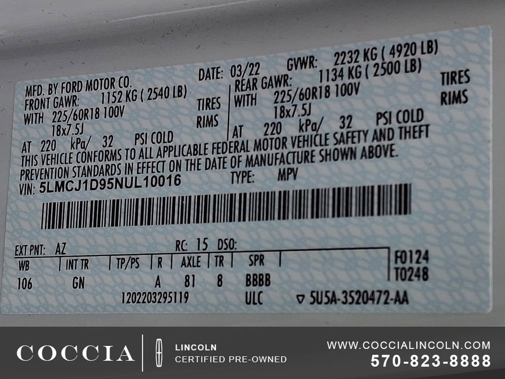 Used 2022 Lincoln Corsair AWD w/ Equipment Group 101A image 27