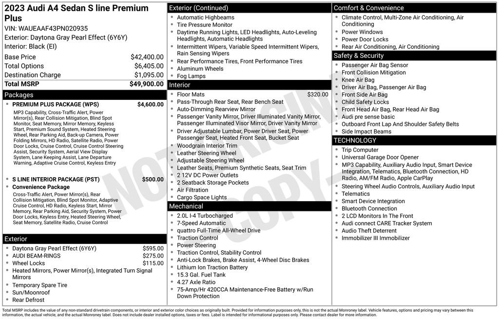 Certified 2023 Audi A4 2.0T Premium Plus w/ Premium Plus Package AWD/4WD image 59