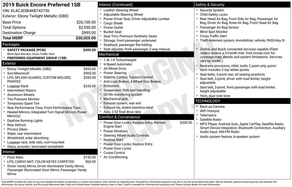 Used 2019 Buick Encore Preferred w/ Safety Package