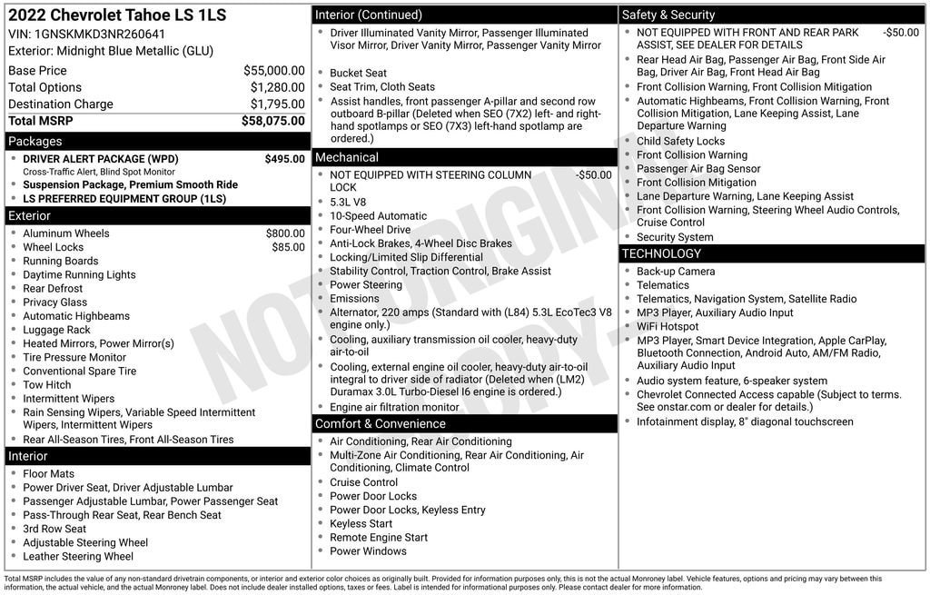 Used 2022 Chevrolet Tahoe LS w/ Driver Alert Package AWD/4WD image 11