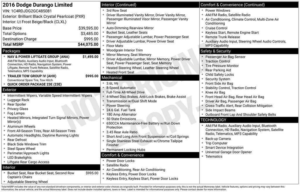 Used 2016 Dodge Durango Limited w/ Nav & Power Liftgate Group image 7