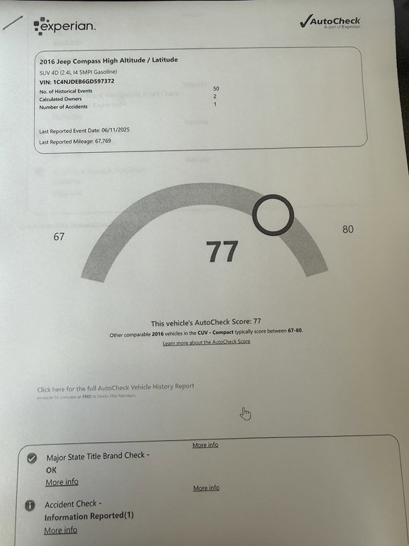 Used 2016 Jeep Compass Latitude w/ Sun/Sound Group image 23