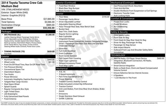 Used 2014 Toyota Tacoma 4x4 Double Cab w/ SR5 Package image 45