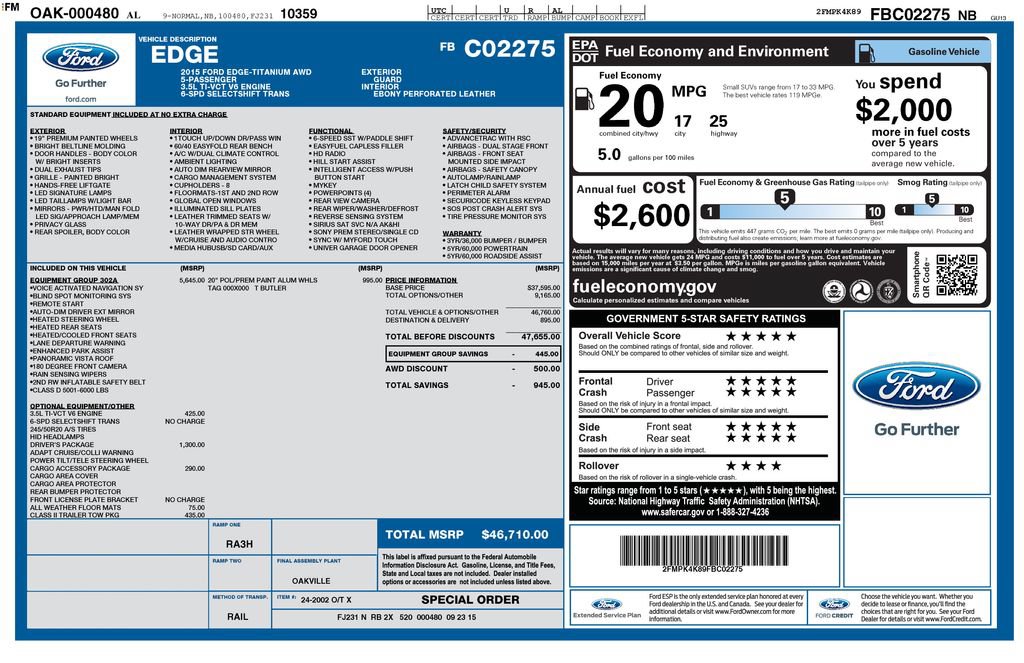 Used 2015 Ford Edge Titanium w/ Equipment Group 302A AWD/4WD video 3
