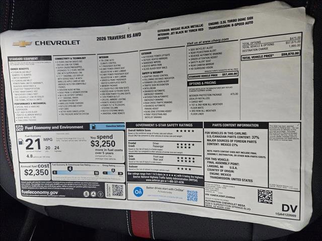 New 2026 Chevrolet Traverse RS image 17
