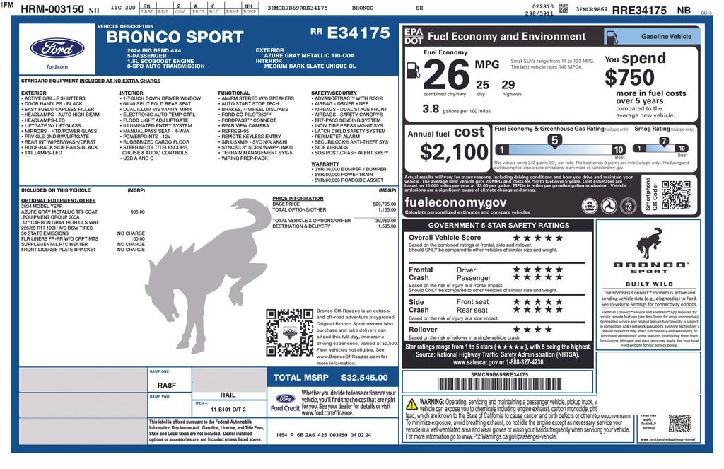 Certified 2024 Ford Bronco Sport Big Bend AWD/4WD image 53