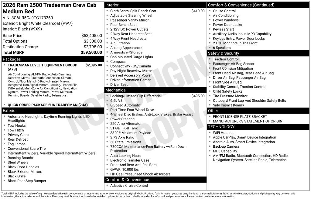 New 2026 RAM 2500 Tradesman AWD/4WD image 4