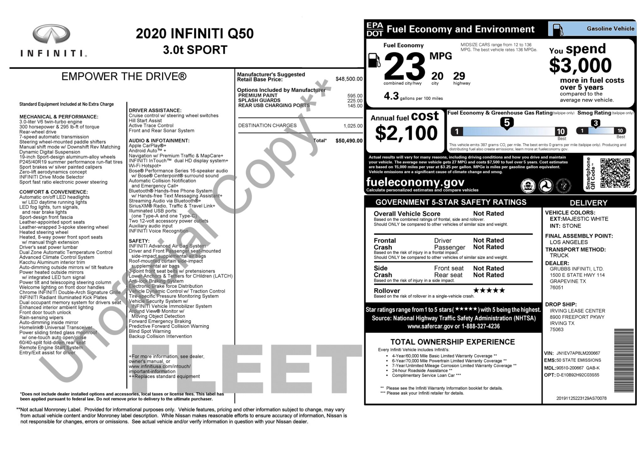 Used 2020 INFINITI Q50 Sport RWD image 3