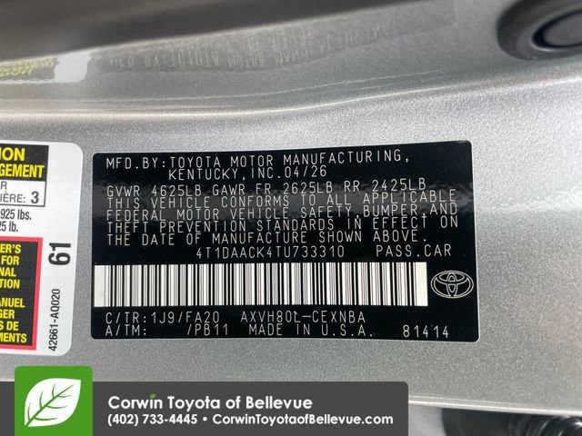 New 2026 Toyota Camry LE FWD image 23