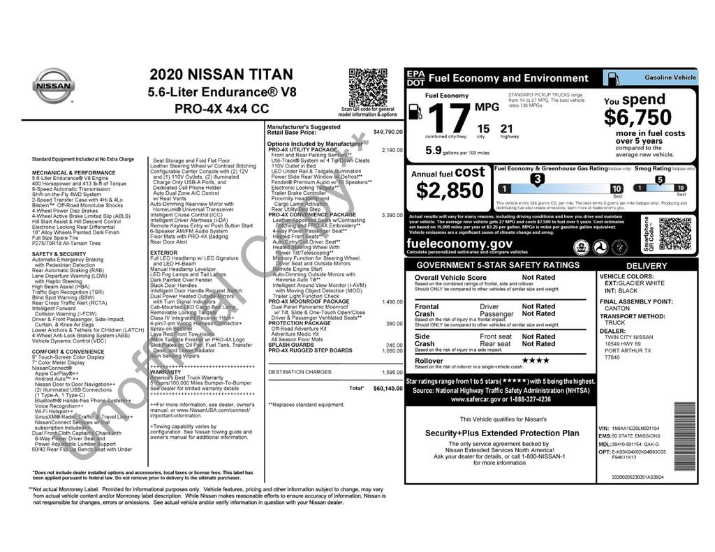 Used 2020 Nissan Titan PRO-4X w/ Pro-4x Convenience Package AWD/4WD image 58