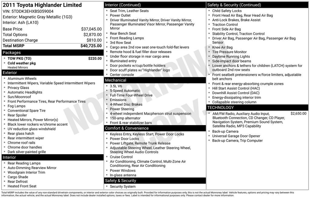 Used 2011 Toyota Highlander Limited w/ Tow Pkg AWD/4WD image 11