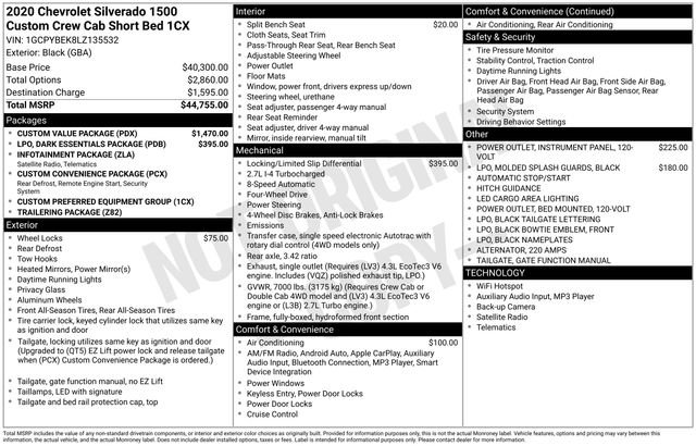 Used 2020 Chevrolet Silverado 1500 Custom w/ Custom Value Package AWD/4WD image 3