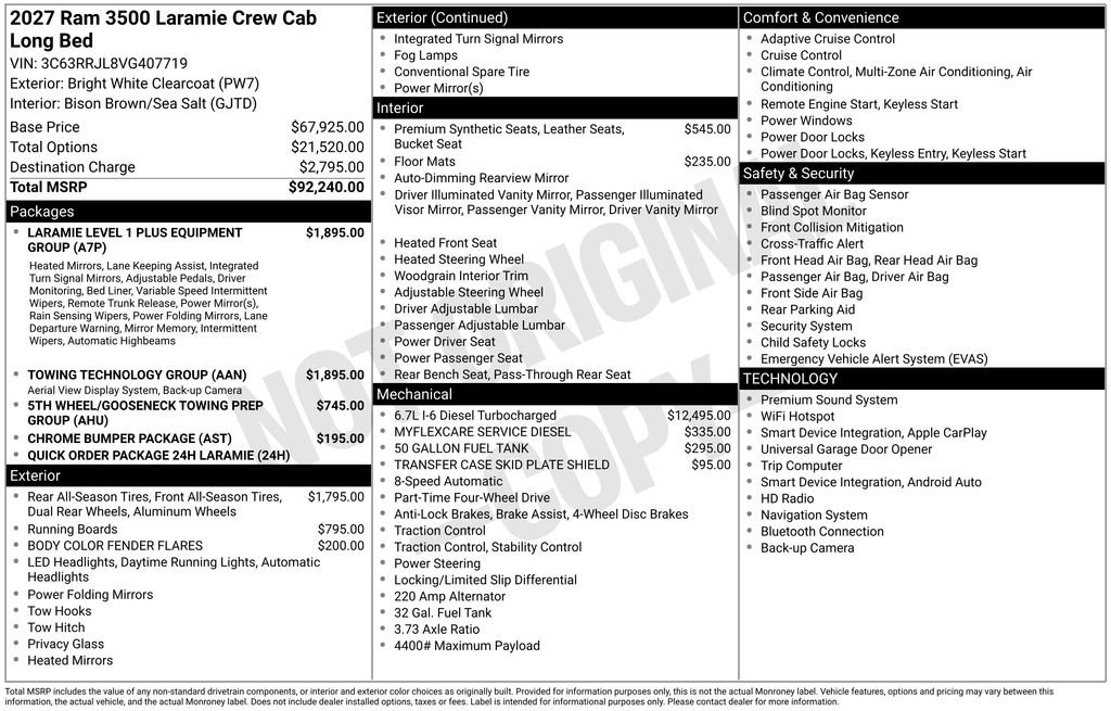 New 2027 RAM 3500 Laramie w/ Towing Technology Group AWD/4WD image 2