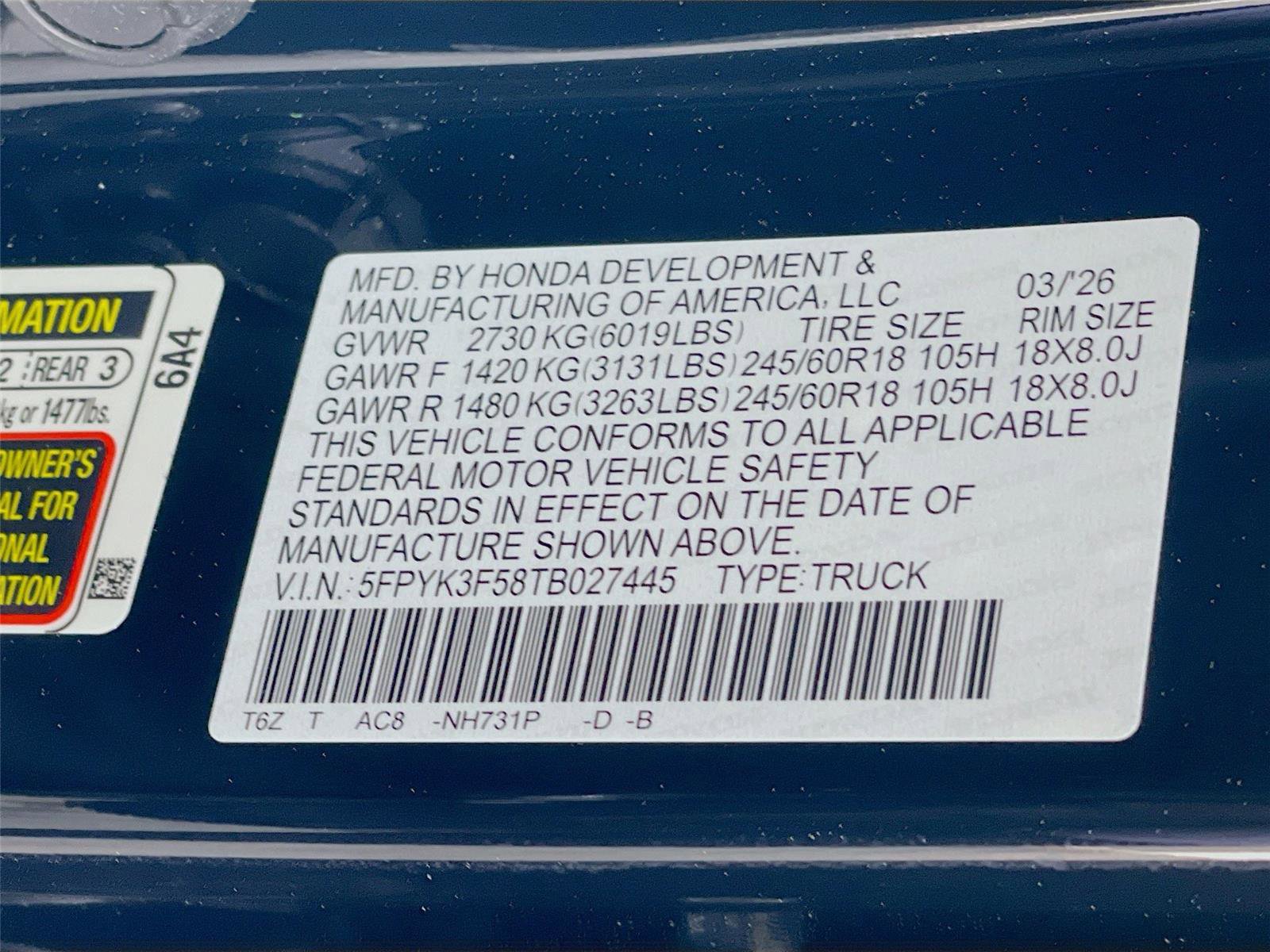 New 2026 Honda Ridgeline RTL image 22