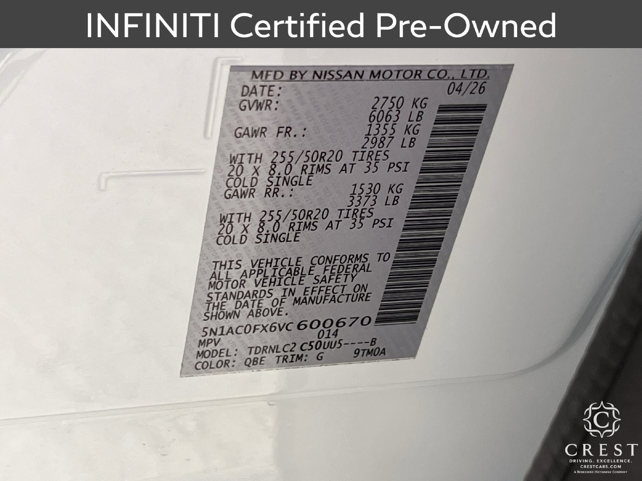 Certified 2027 INFINITI QX65 Sport w/ Cargo Package AWD/4WD image 32
