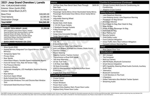Used 2021 Jeep Grand Cherokee L Laredo w/ Luxury Tech Group I AWD/4WD image 22