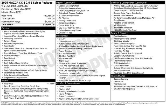 Used 2025 MAZDA CX-5 AWD 2.5 S w/ Select Package image 5