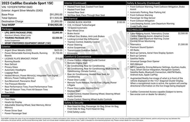 Certified 2023 Cadillac Escalade Sport w/ LPO, ONYX Package RWD image 34