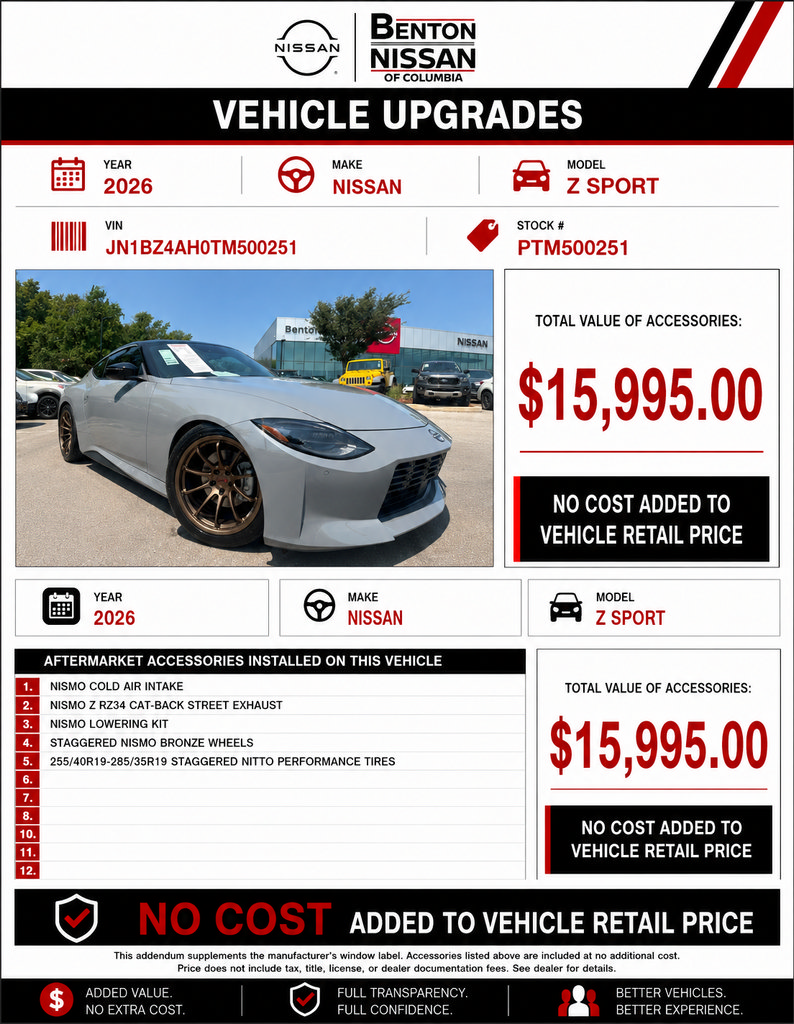 Certified 2026 Nissan Z Sport w/ Floor Mat Package RWD image 2
