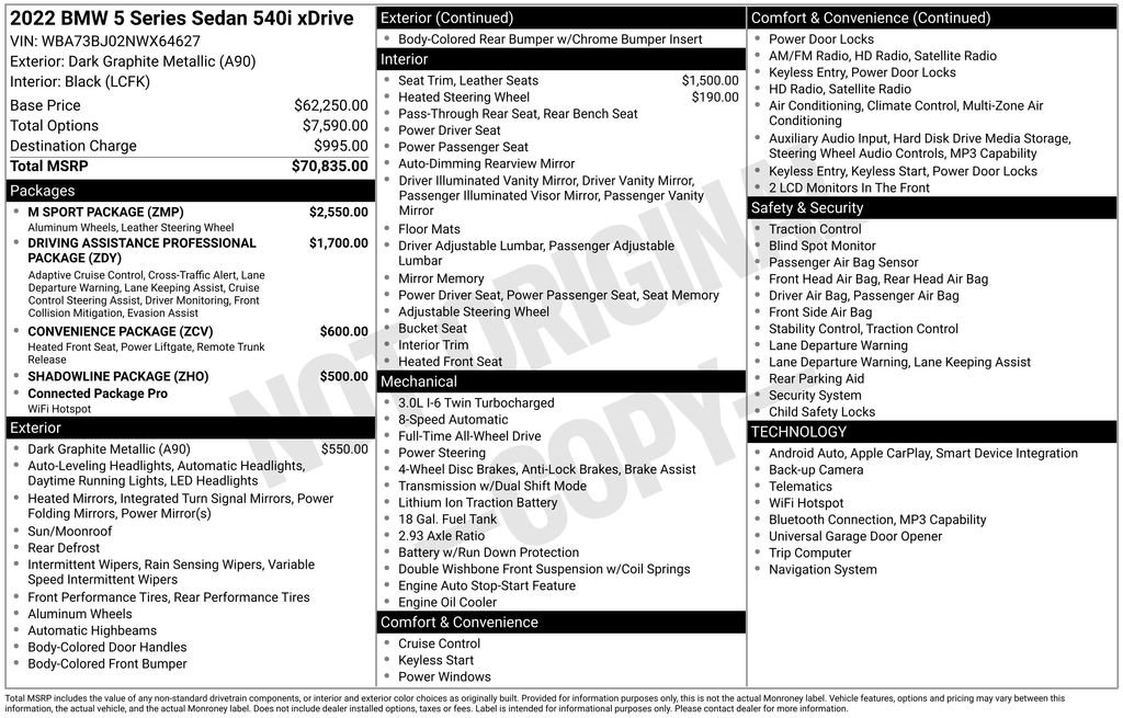 Used 2022 BMW 540i xDrive w/ M Sport Package image 25