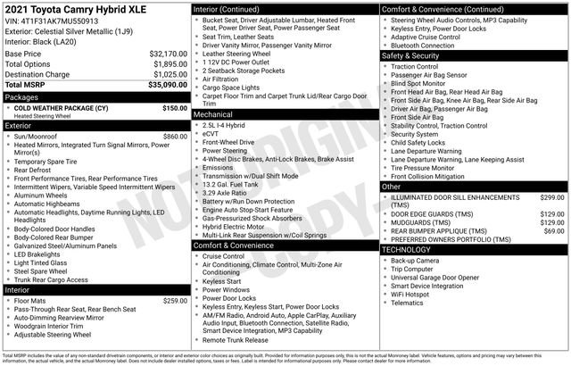 Certified 2021 Toyota Camry XLE w/ Cold Weather Package FWD image 30
