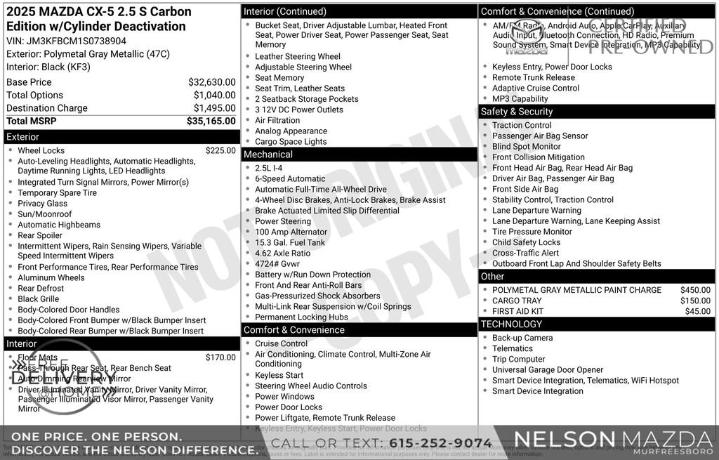 Certified 2025 MAZDA CX-5 Carbon Edition AWD/4WD image 2