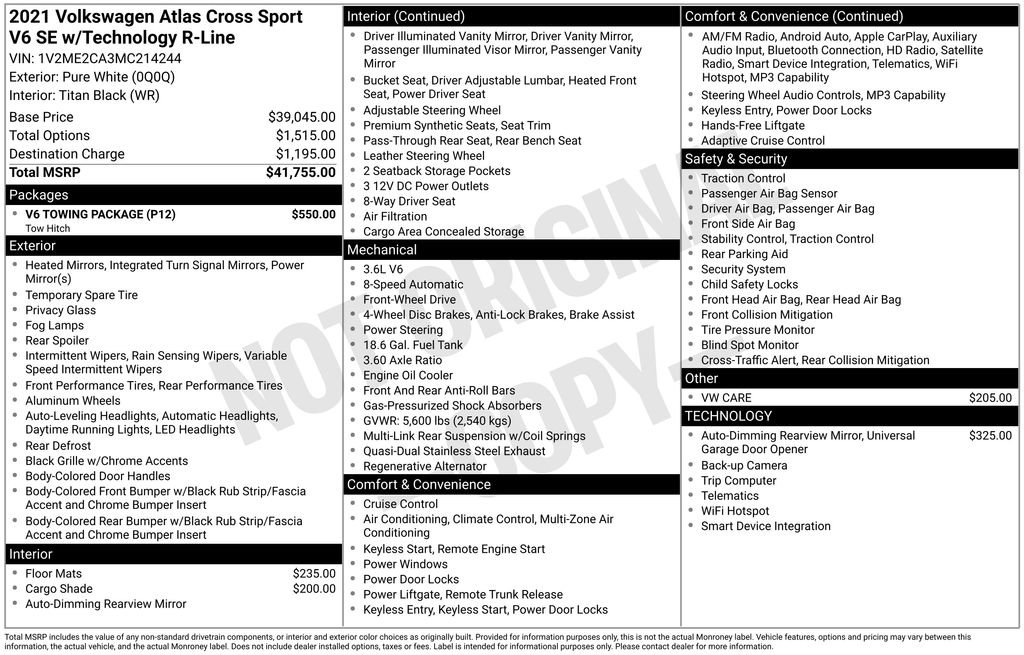 Used 2021 Volkswagen Atlas Cross Sport SE w/ V6 Towing Package image 8