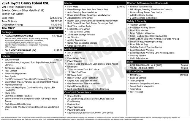 Used 2024 Toyota Camry XSE w/ Navigation Package image 36