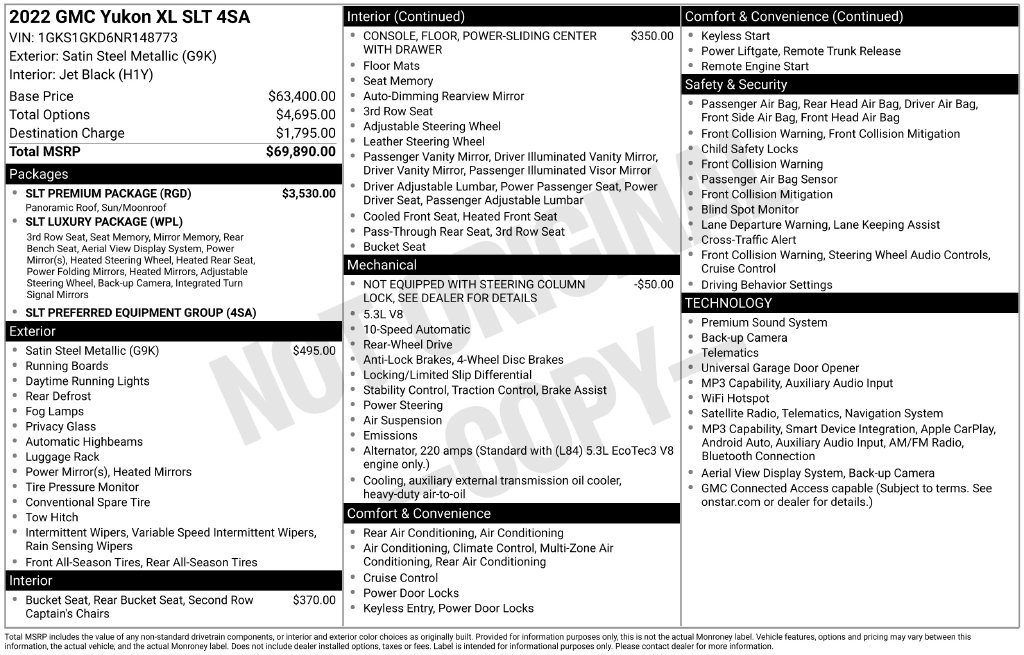 Used 2022 GMC Yukon XL SLT w/ SLT Premium Package RWD image 5