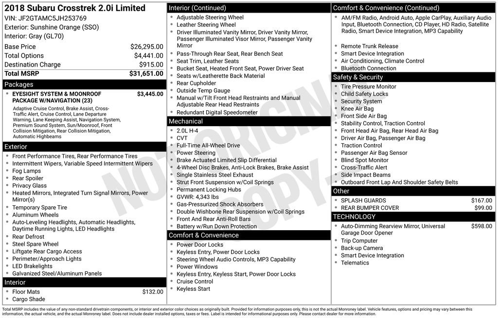 Used 2018 Subaru Crosstrek 2.0i Limited image 24