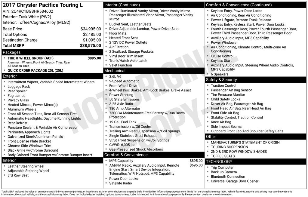 Used 2017 Chrysler Pacifica Touring-L w/ Tire & Wheel Group image 13