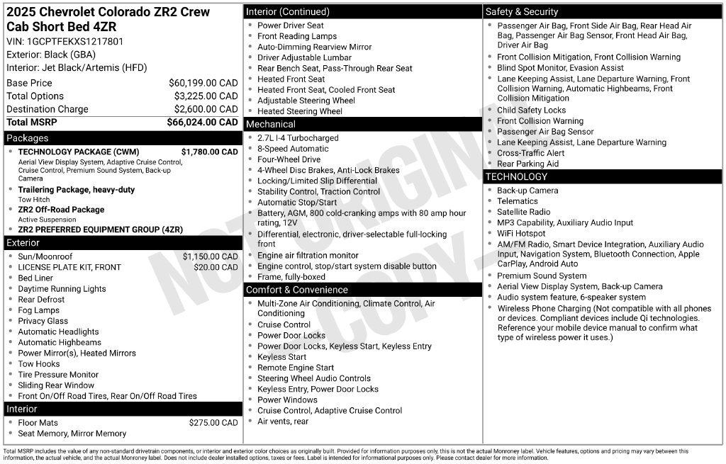 Used 2025 Chevrolet Colorado ZR2 w/ Technology Package AWD/4WD image 44