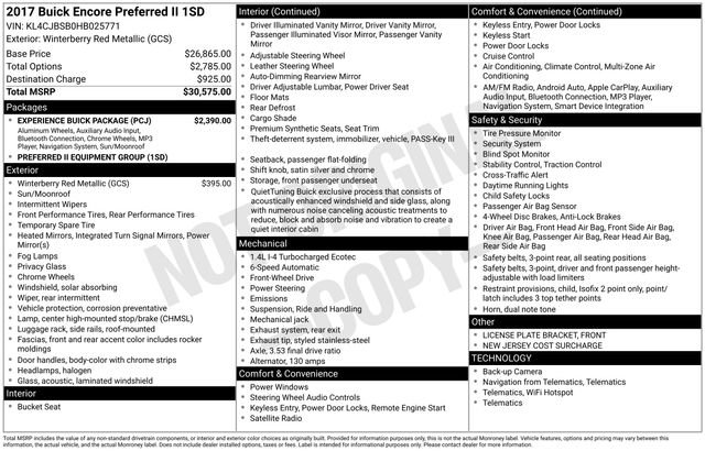 Certified 2017 Buick Encore Preferred w/ Experience Buick Package image 15